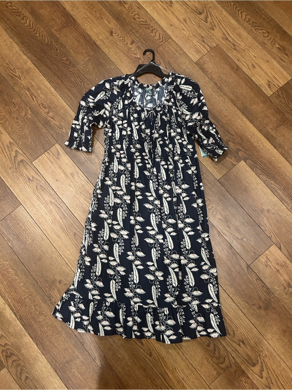 Terra & Sky Navy Floral Maxi Dress with Cream Botanical Print